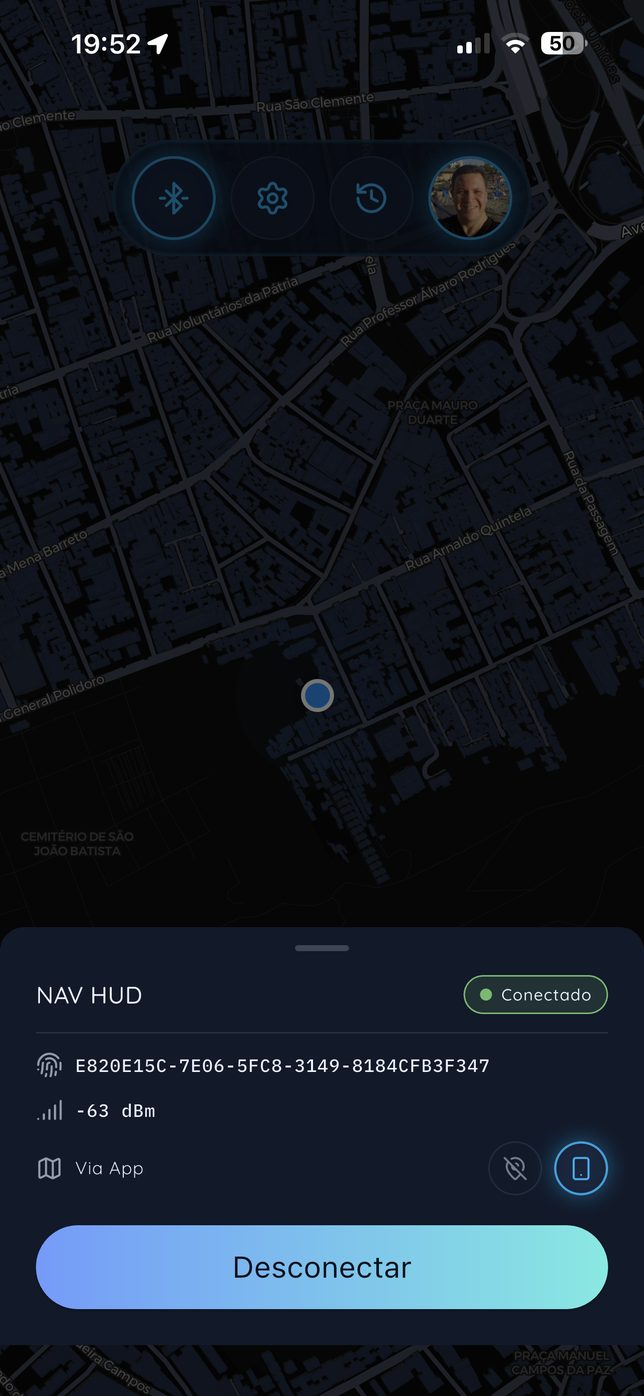 Pareamento Bluetooth com o NAV HUD no app
