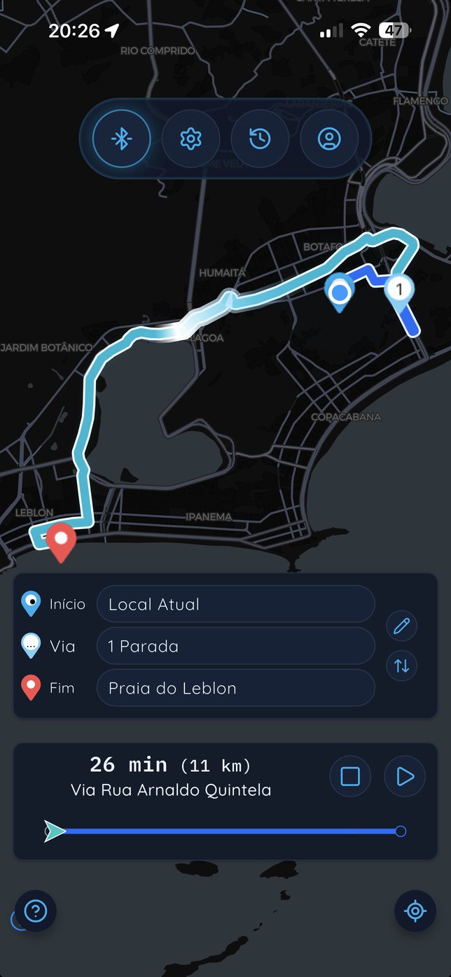 Rota do Local Atual até a Praia do Leblon via Shopping RioSul no app NavBlue